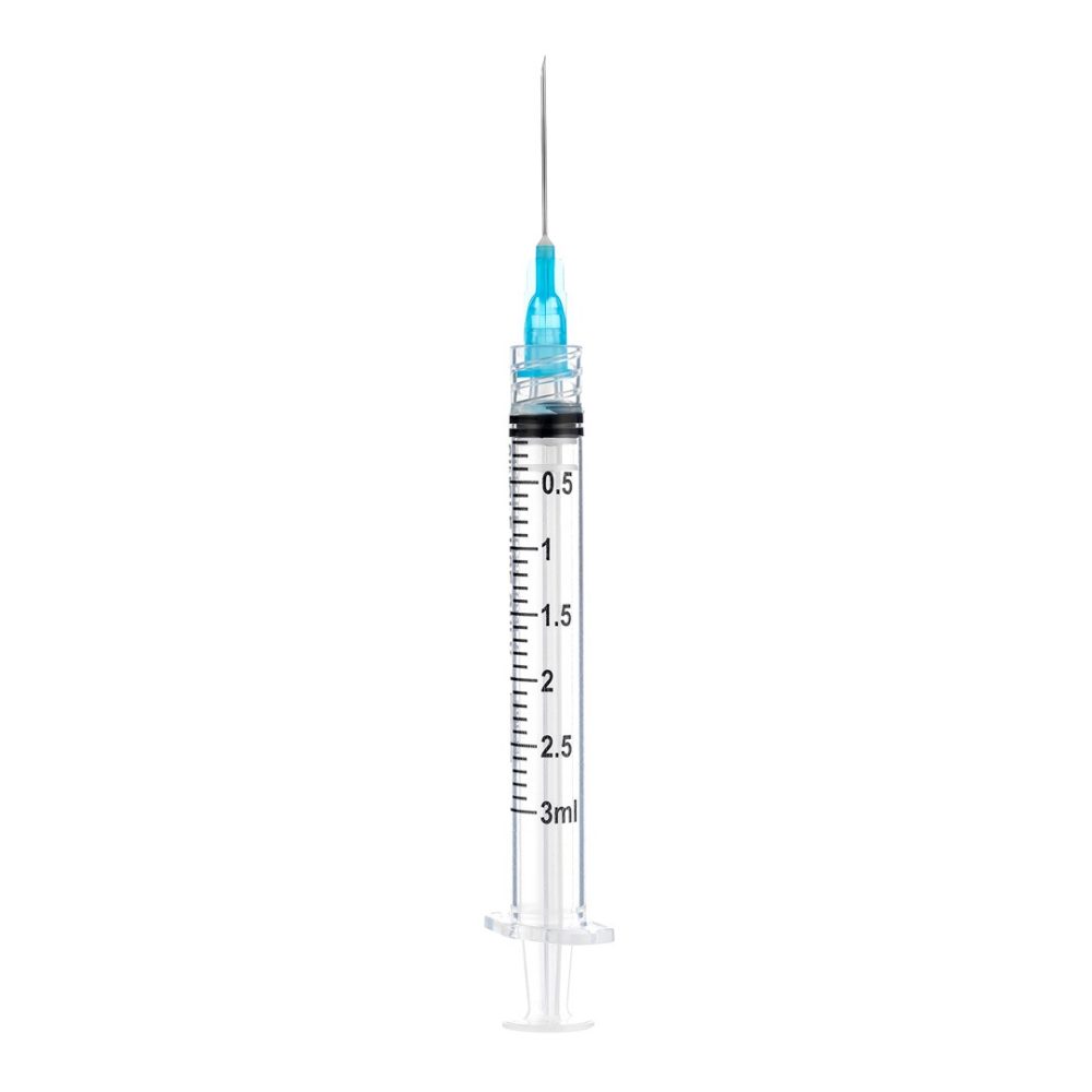 (3 ml) syringe with a Hypodermic 1-inch